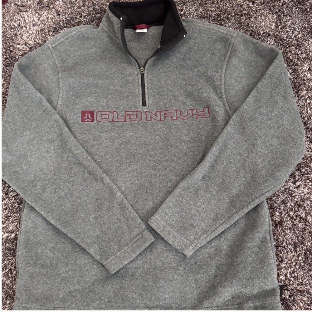 Old Navy Mens Gray 1/4 Zip Pullover Fleece Sweater Large Casual